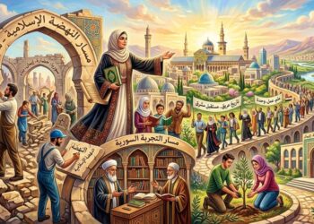 صورة تعبيرية بالذكاء الاصطناعي للنهضة الإسلامية في مسار التجربة السورية