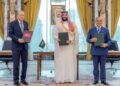 ابن سلمان واردوغان وشهباز شريف عقب توقيع اتفاقية مكة